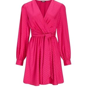 The Limited - Jacquard Satin Tie Waist Long Sleeve Mini Dress  - S - NWT